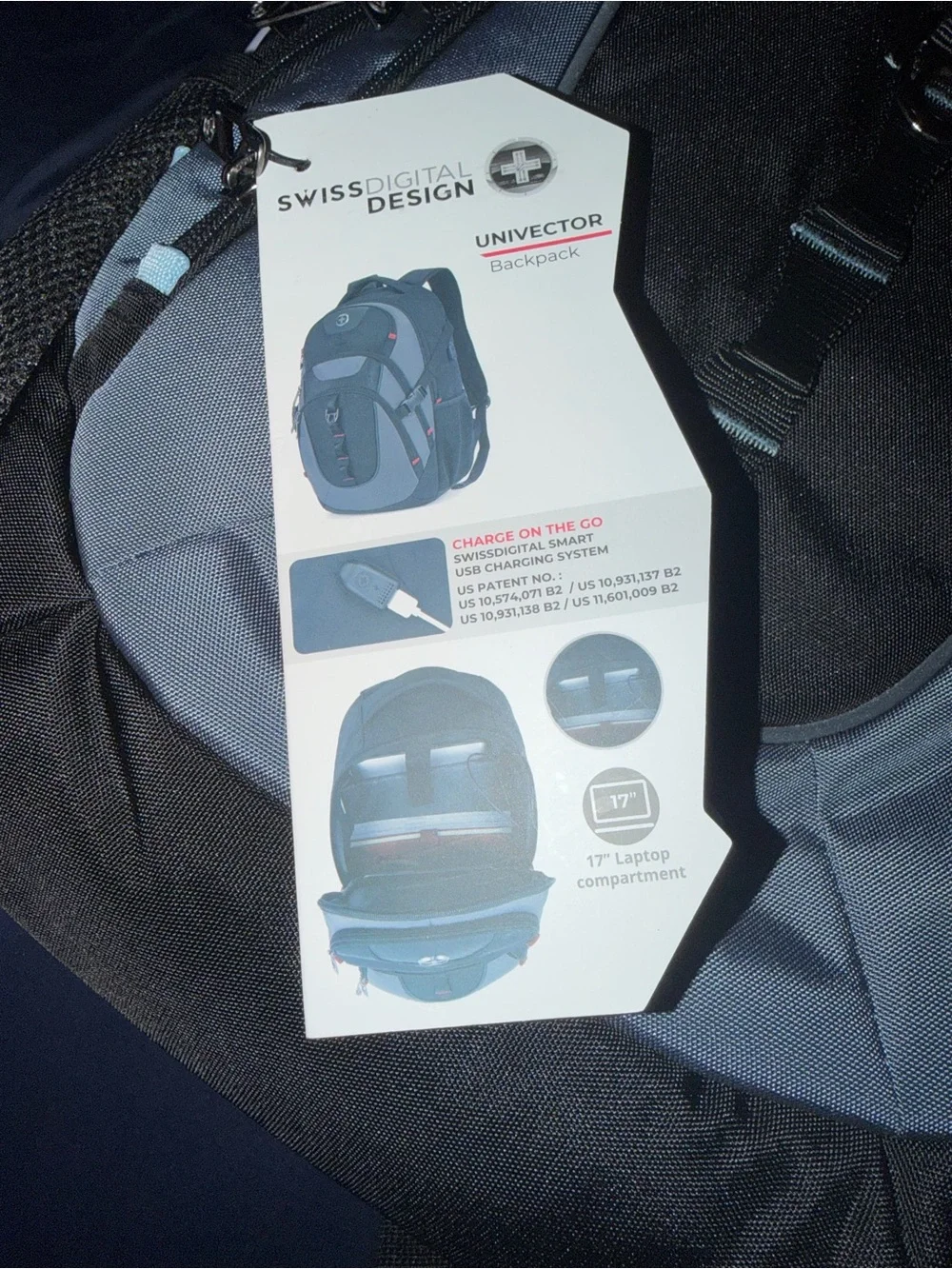 NWT Swiss Tech Light Blue and Black Men’s Backpack, 31L